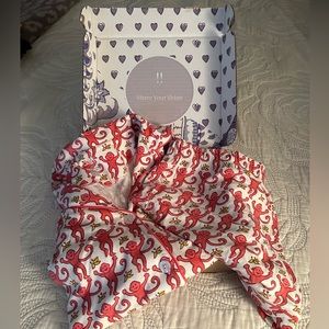 Roller Rabbit Original Pink Monkey Polo Pajamas - size Medium